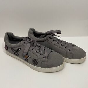 Libby Edelman Jeweled Chunky Sole Grey Sneakers